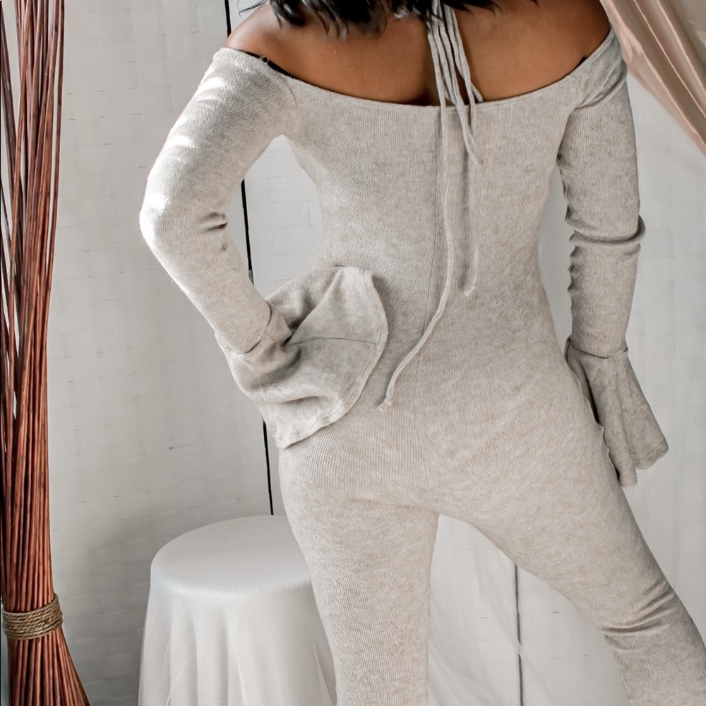 Tan Ruffle Jumpsuit - Picture 4 of 4
